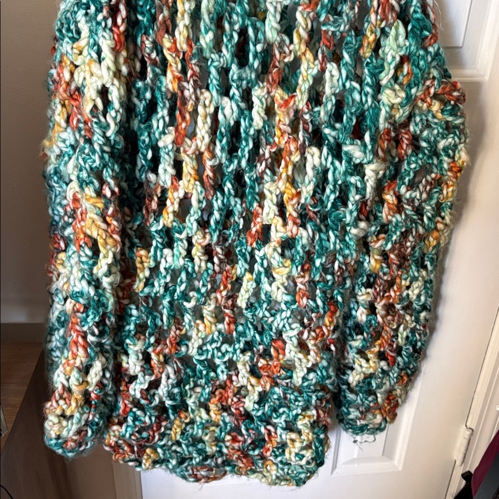 Handmade Multicolor Crochet Hoodie Knit Sweater - Picture 6 of 9